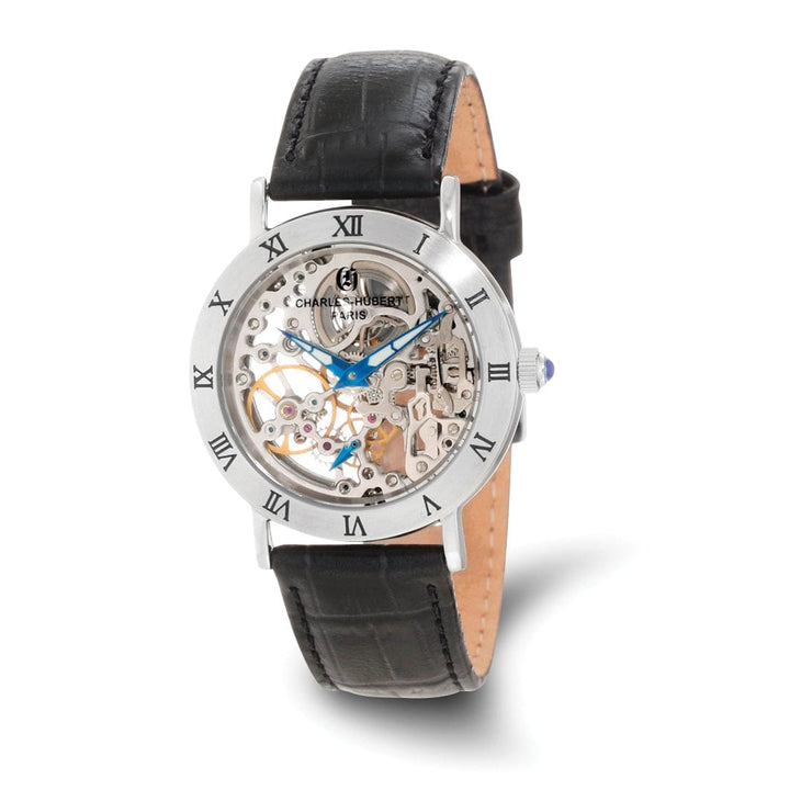 Lovely Rita's Watch Charles Hubert Ladies Dainty SS Skeleton Dial Leather Band Watch