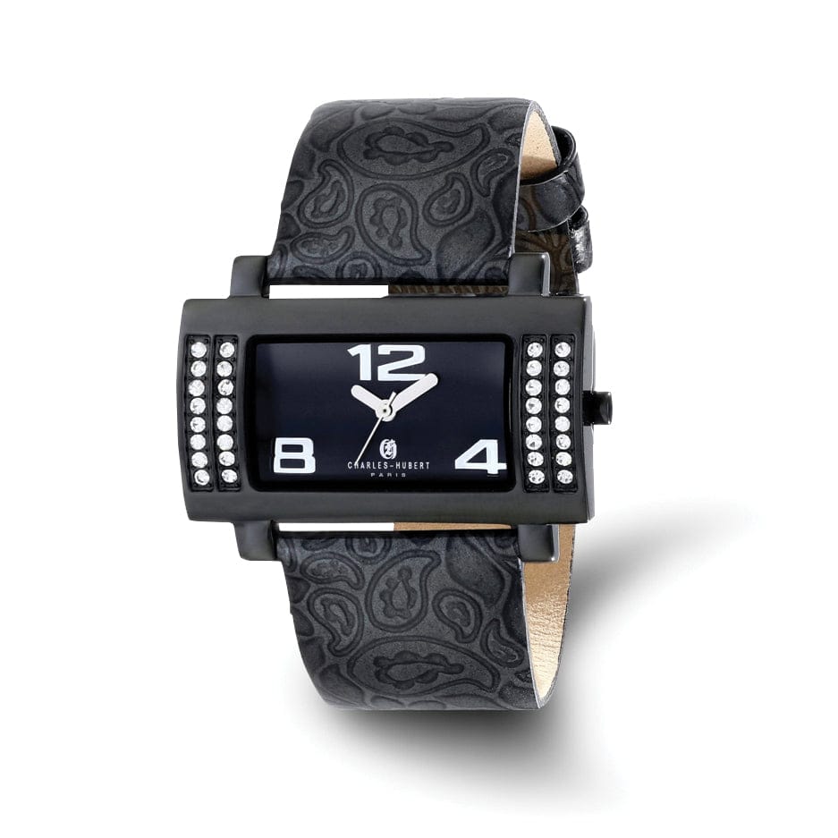 Lovely Rita's Watch Charles Hubert Ladies Dainty Stainless Black SS Leather Watch