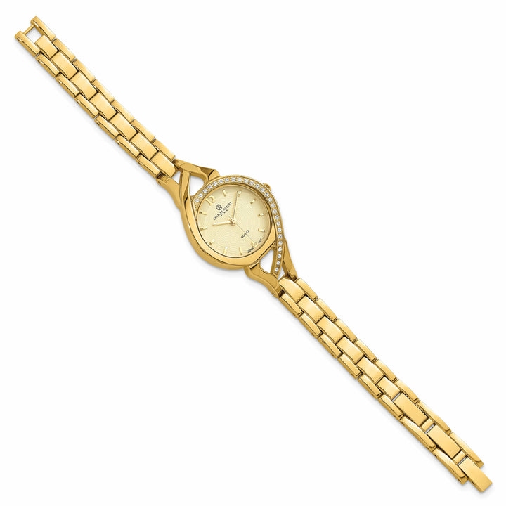 Lovely Rita's Watch Charles Hubert Ladies Elegant Gold-finish Gold Dial Leather Band Watch