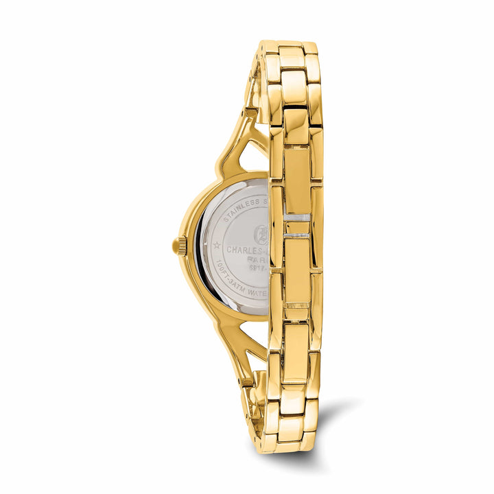 Lovely Rita's Watch Charles Hubert Ladies Elegant Gold-finish Gold Dial Leather Band Watch