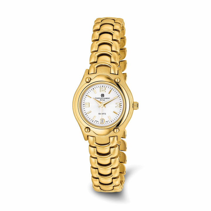 Lovely Rita's Watch Charles Hubert Ladies Elegant Gold-finish White Dial Brass Band Watch