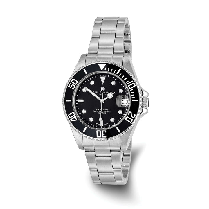 Lovely Rita's Watch Charles Hubert Ladies Elegant Solid SS Black Dial Polished Watch