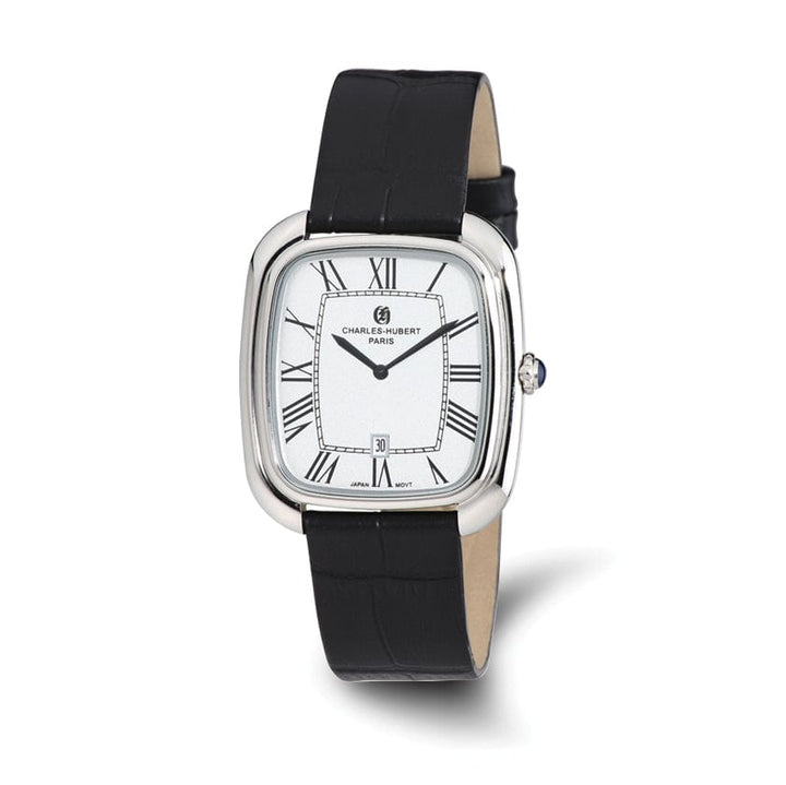 Lovely Rita's Watch Charles Hubert Ladies Elegant Square Face Black SS Leather Band Watch