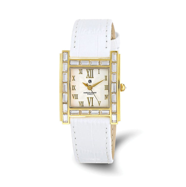 Lovely Rita's Watch Charles Hubert Ladies Elegant SS Crystal Bezel Watch White Dial Watch