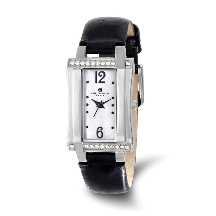 Lovely Rita's Watch Charles Hubert Ladies Elegant SS Leather Band Watch Black Dial Watch