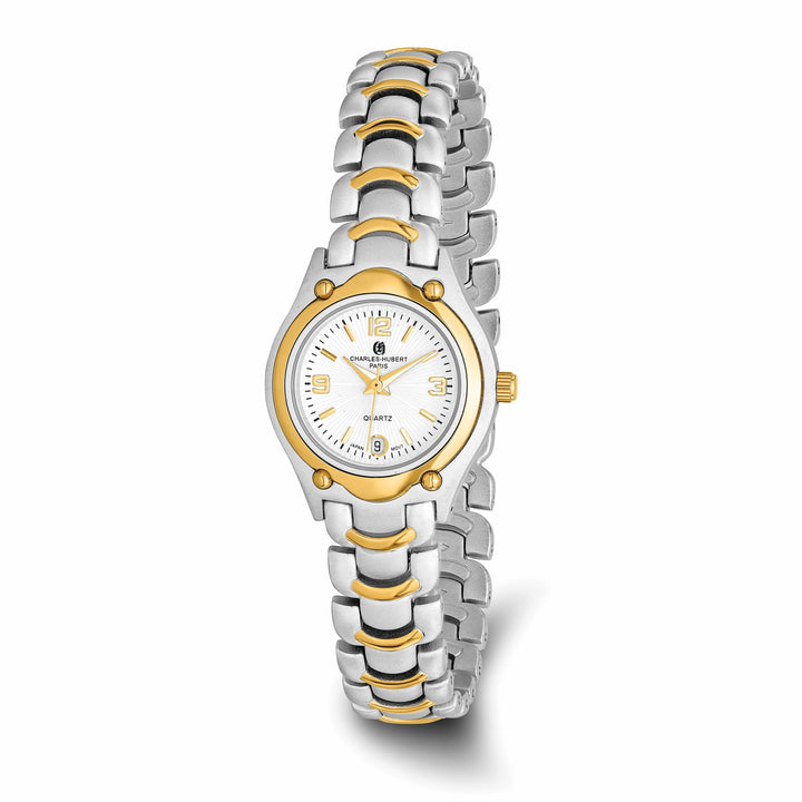 Lovely Rita's Watch Charles Hubert Ladies Elegant SS Two-tone Brass White Dial Watch