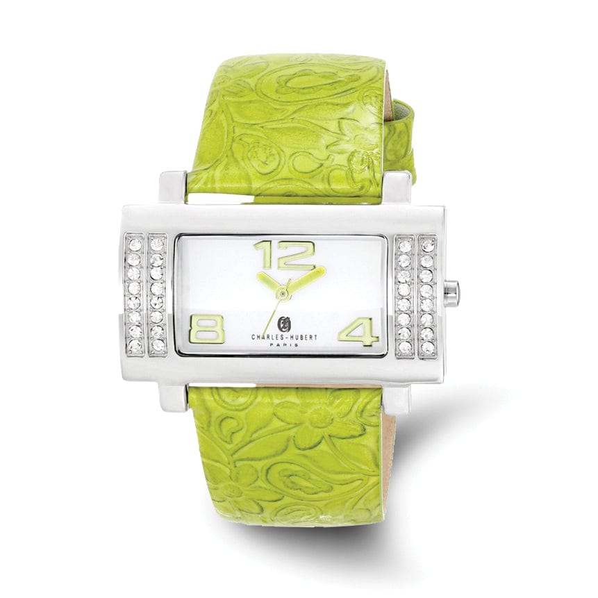Lovely Rita's Watch Charles Hubert Ladies Elegant Stainless Green SS Leather Watch