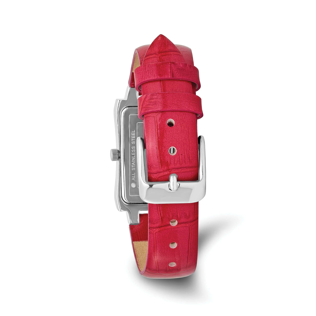 Lovely Rita's Watch Charles Hubert Ladies Elegant Stainless Steel Red Leather Band Watch