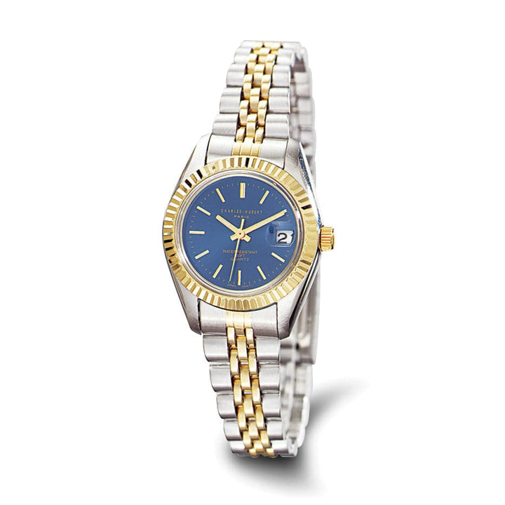 Lovely Rita's Watch Charles Hubert Ladies Elegant Two-tone SS Blue Dial Polished Watch
