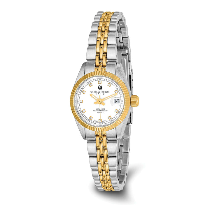 Lovely Rita's Watch Charles Hubert Ladies Elegant Two-tone SS White Dial Polished Watch