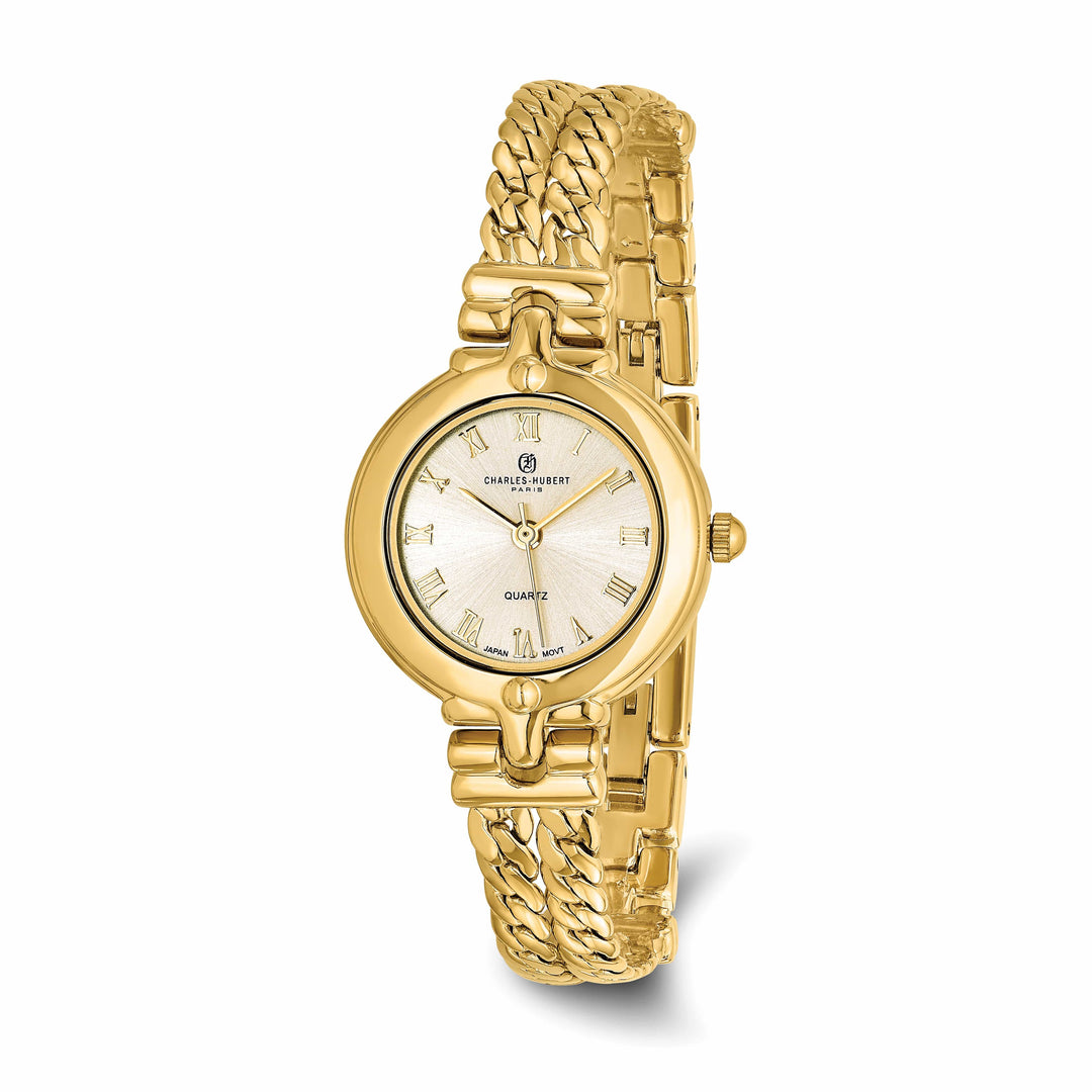 Lovely Rita's Watch Charles Hubert Ladies Gold-finish Gold Dial Chain Bracelet Watch