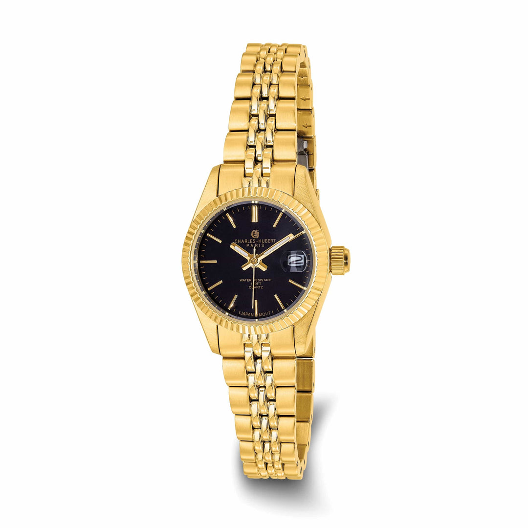 Lovely Rita's Watch Charles Hubert Ladies Sophisticated SS Black Dial Watch