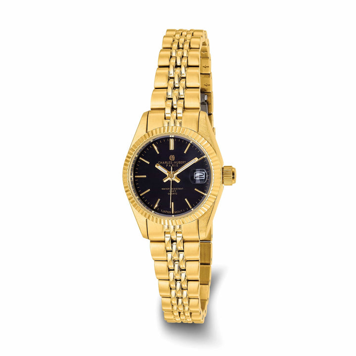 Lovely Rita's Watch Charles Hubert Ladies Sophisticated SS Black Dial Watch