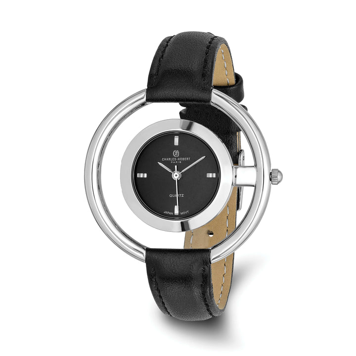 Lovely Rita's Watch Charles Hubert Ladies SS Chrome-finish Black Dial Modern Circ Watch