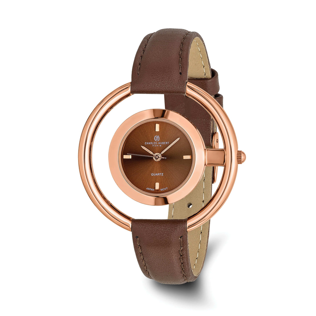 Lovely Rita's Watch Charles Hubert Ladies SS Rose Finish Brass Brown Dial Modern Watch