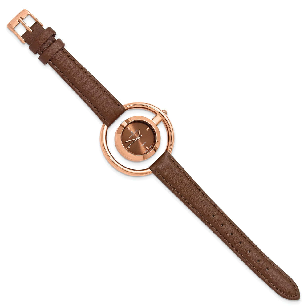 Lovely Rita's Watch Charles Hubert Ladies SS Rose Finish Brass Brown Dial Modern Watch