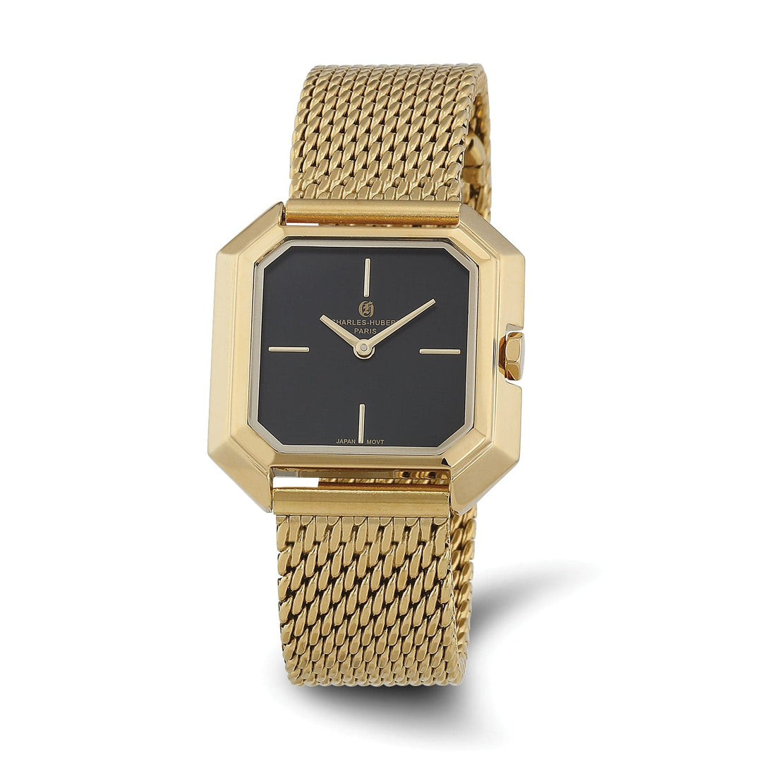 Lovely Rita's Watch Charles Hubert Ladies SS Stainless Mesh Black Dial Quartz Watch
