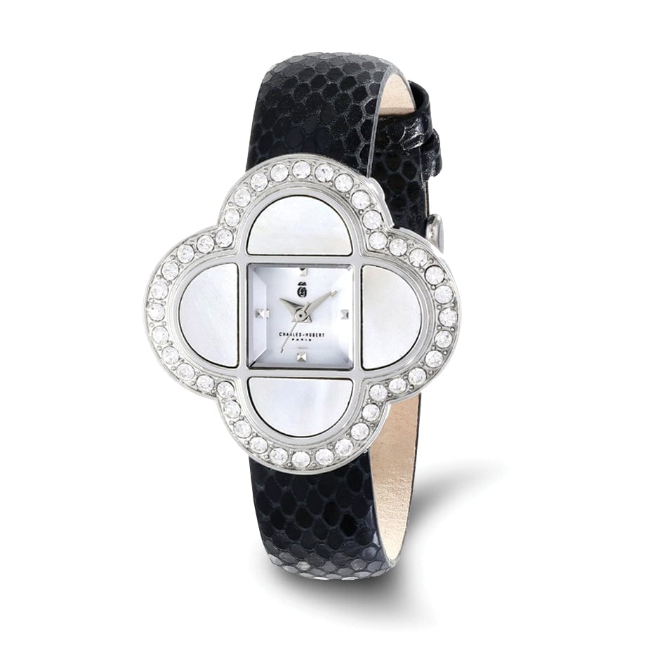 Lovely Rita's Watch Charles Hubert Ladies Stainless Black SS Leather Band Style 2 Wa Watch