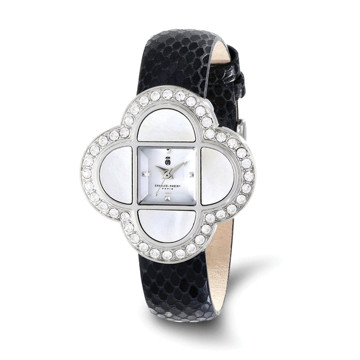 Lovely Rita's Watch Charles Hubert Ladies Stainless Black SS Leather Band Style 2 Wa Watch