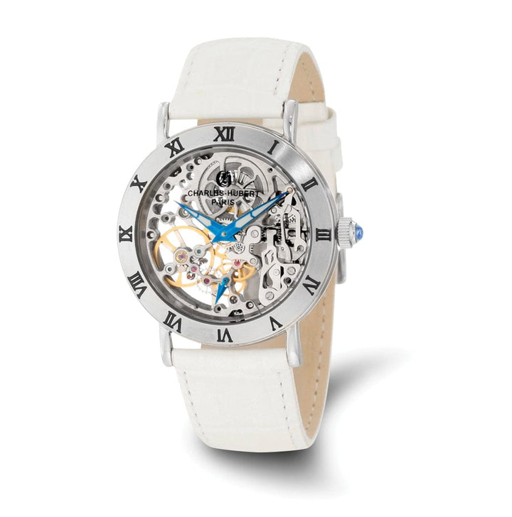 Lovely Rita's Watch Charles Hubert Ladies Stainless Skeleton Dial SS Leather Band Watch
