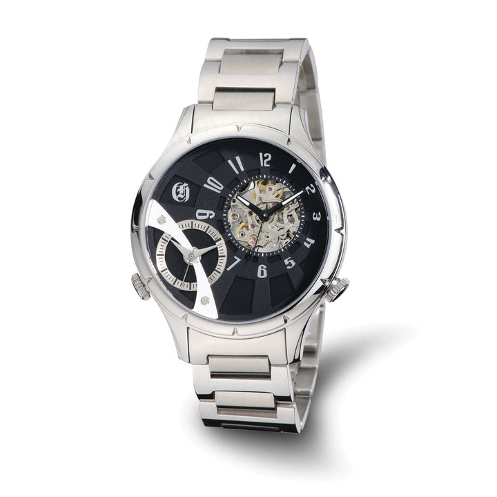 Lovely Rita's Watch Charles Hubert Mens Bold Stainless Steel Dual Time Polished Watch