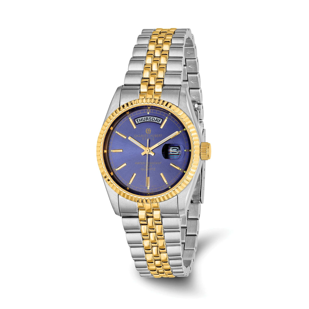 Lovely Rita's Watch Charles Hubert Mens Bold Two-tone SS Blue Dial Polished Watch