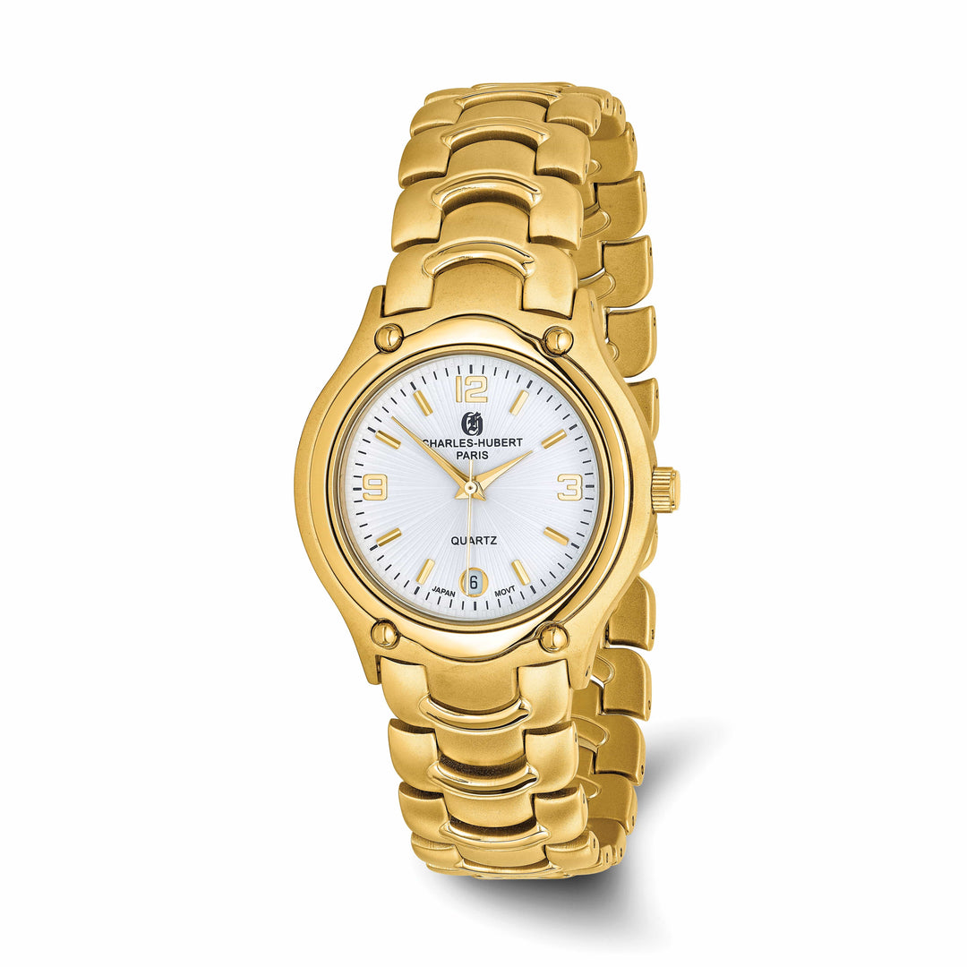 Lovely Rita's Watch Charles Hubert Mens Classic Gold-finish White Dial Brass Band Watch