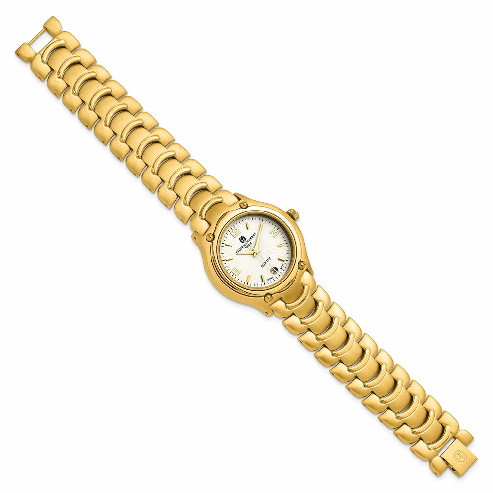 Lovely Rita's Watch Charles Hubert Mens Classic Gold-finish White Dial Brass Band Watch