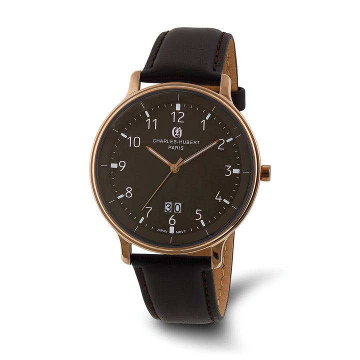 Lovely Rita's Watch Charles Hubert Mens Classic Rose SS Brown Dial Polished Watch