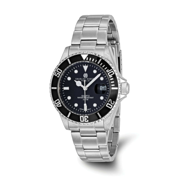 Lovely Rita's Watch Charles Hubert Mens Classic SS Black Dial with Date Polished Watch