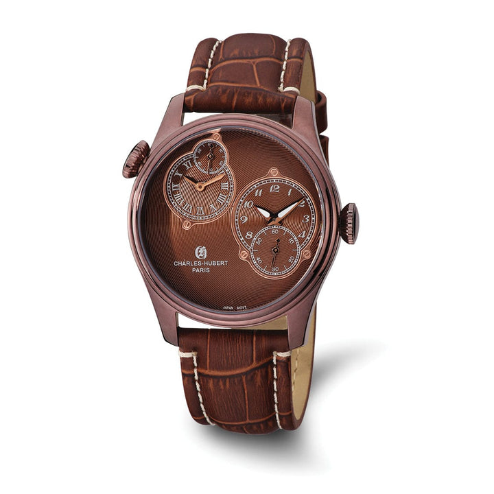 Lovely Rita's Watch Charles Hubert Mens Classic SS Brown Dial Dual Time Polished Watch