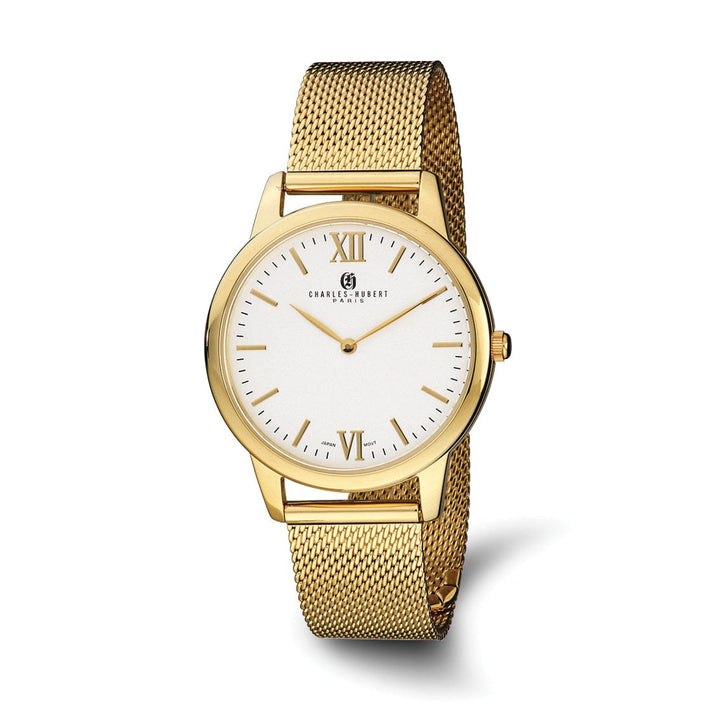 Lovely Rita's Watch Charles Hubert Mens Classic SS Gold-tone Dial Mesh Band Wa Watch