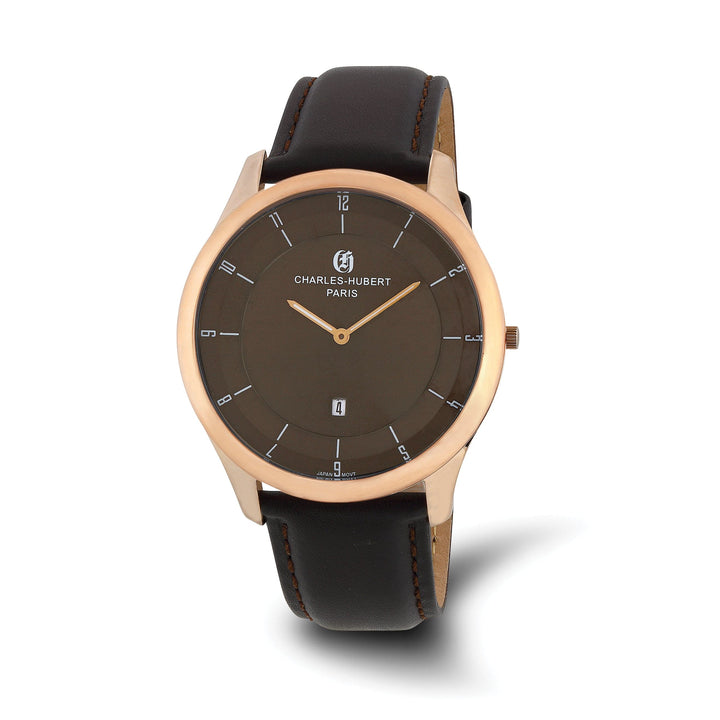 Lovely Rita's Watch Charles Hubert Mens Classic SS Rose Stainless Brown Dial Watch