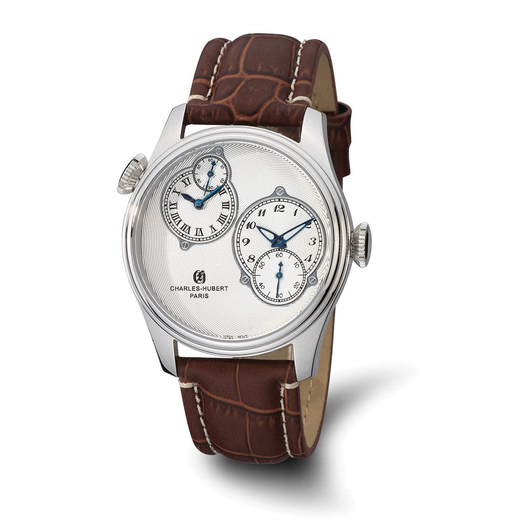 Lovely Rita's Watch Charles Hubert Mens Classic SS Silver Dial Dual Time Polished Watch