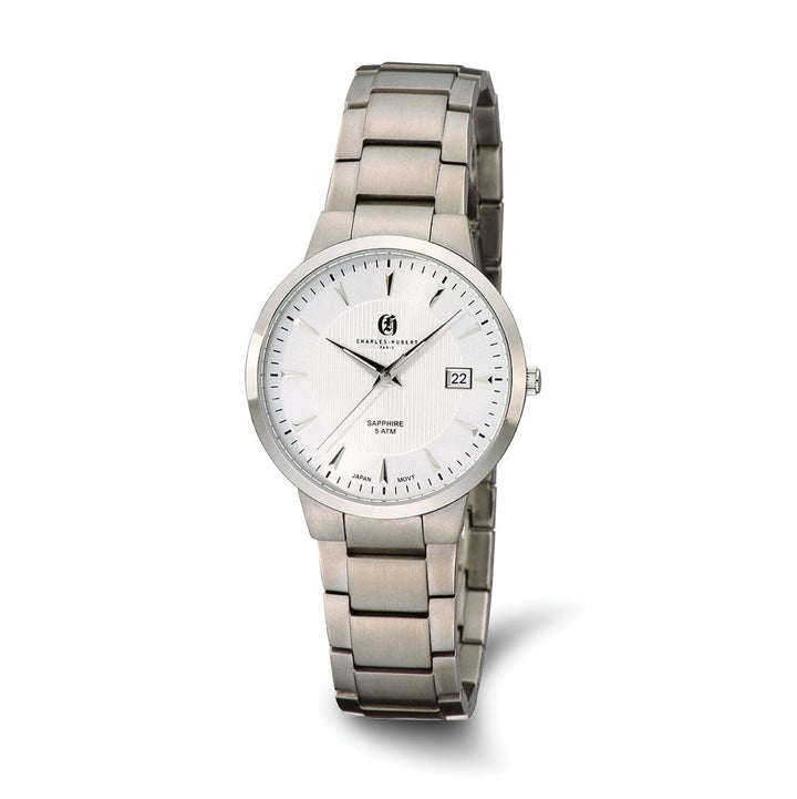 Lovely Rita's Watch Charles Hubert Mens Classic SS Titanium Silver Dial Ultra Slim Watch