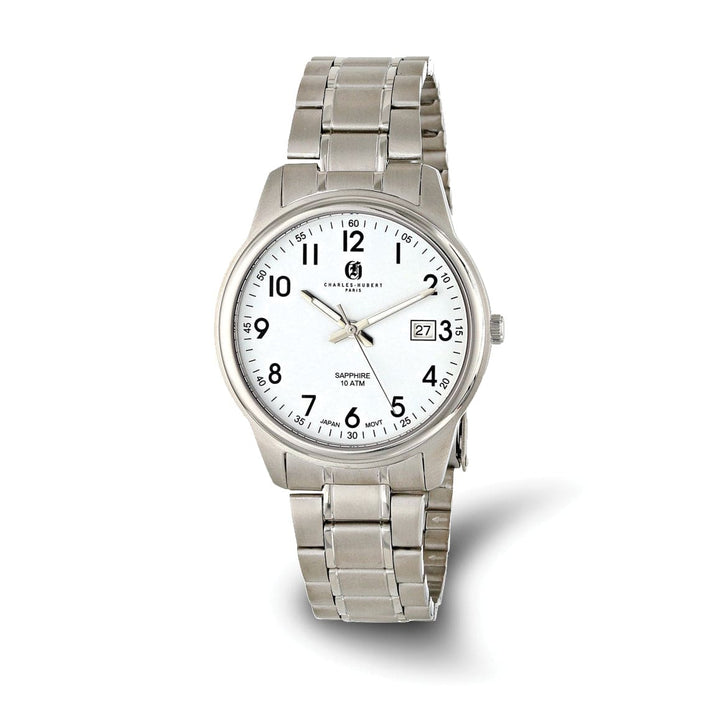 Lovely Rita's Watch Charles Hubert Mens Classic SS Titanium White Dial Polished Watch