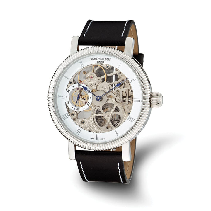 Lovely Rita's Watch Charles Hubert Mens Classic SS White Skeleton Dial Polished Watch