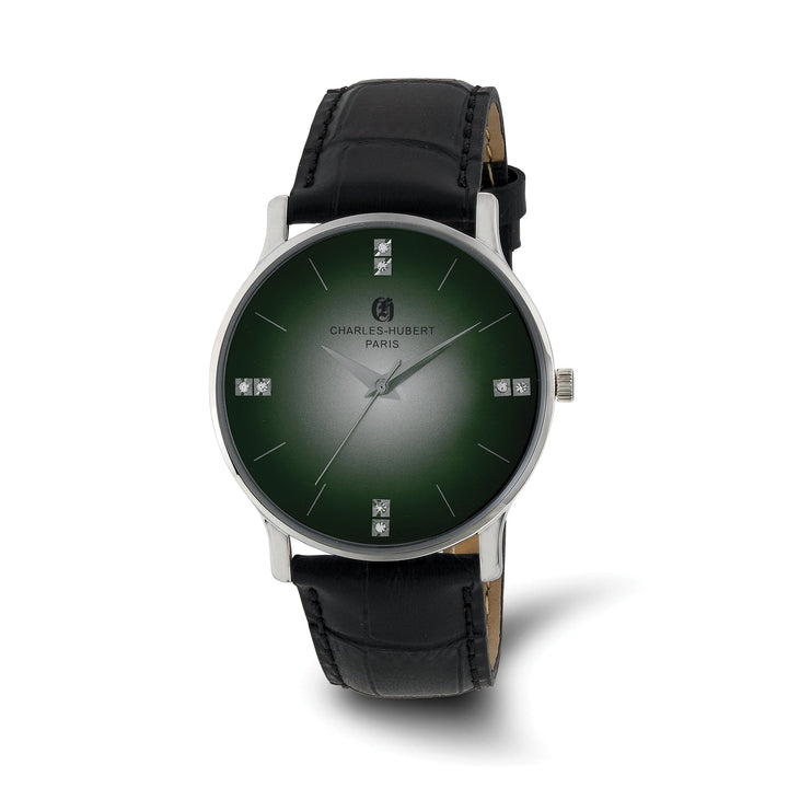 Lovely Rita's Watch Charles Hubert Mens Classic Stainless Steel Green Dial Polished Watch