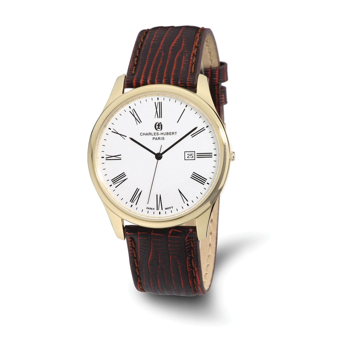 Lovely Rita's Watch Charles Hubert Mens Classic Stainless Steel Leather Band Watch