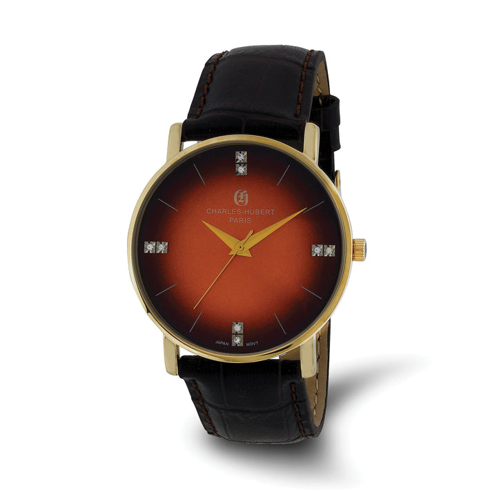 Lovely Rita's Watch Charles Hubert Mens Classic Stainless Steel Orange Dial Polished Watch