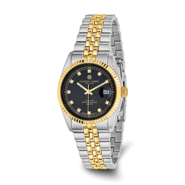 Lovely Rita's Watch Charles Hubert Mens Classic Two-tone SS Black Dial Polished Watch