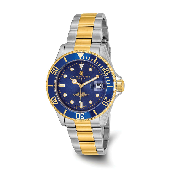 Lovely Rita's Watch Charles Hubert Mens Classic Two-tone SS Blue Dial Polished Watch