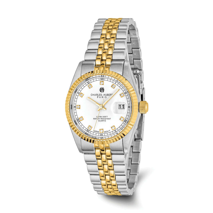 Lovely Rita's Watch Charles Hubert Mens Classic Two-tone SS White Dial Polished Watch