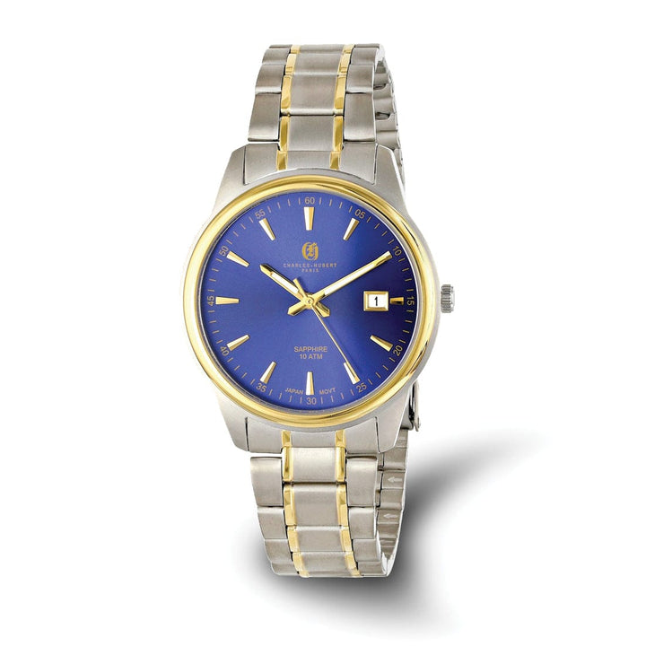 Lovely Rita's Watch Charles Hubert Mens Classic Two-Tone Titanium Blue Dial Polished Watch