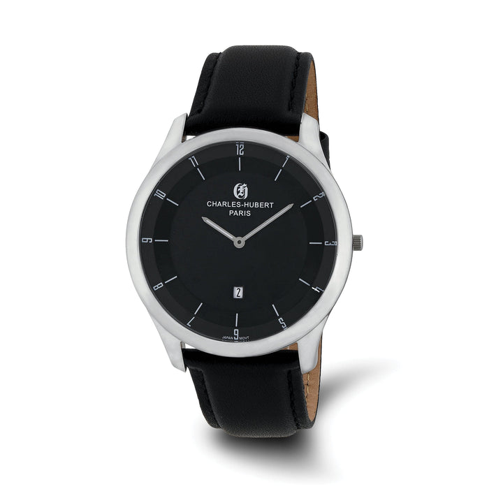 Lovely Rita's Watch Charles Hubert Mens Refined Stainless Steel Black Dial Polished Watch