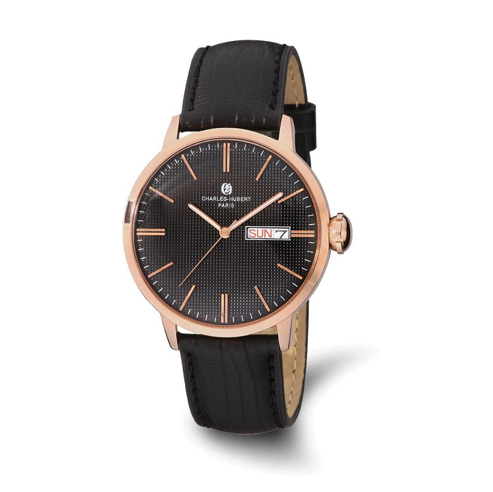 Lovely Rita's Watch Charles Hubert Mens Sleek Stainless Steel Black Dial Polished Watch