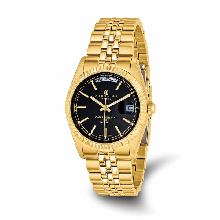 Lovely Rita's Watch Charles Hubert Mens Sophisticated SS Black Dial Watch Black Dial Watch