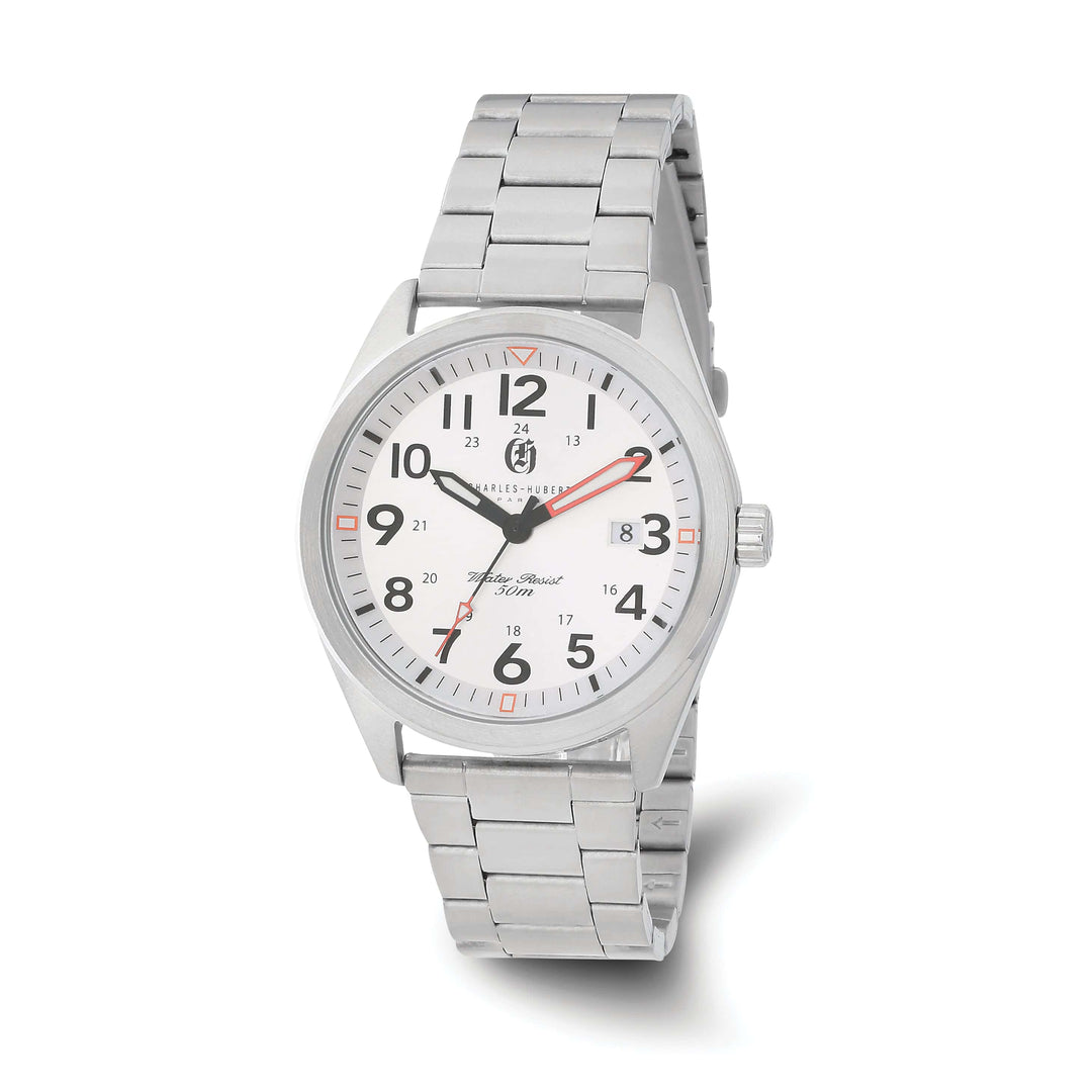 Lovely Rita's Watch Charles Hubert Modern SS White Dial with Date Polished Watch
