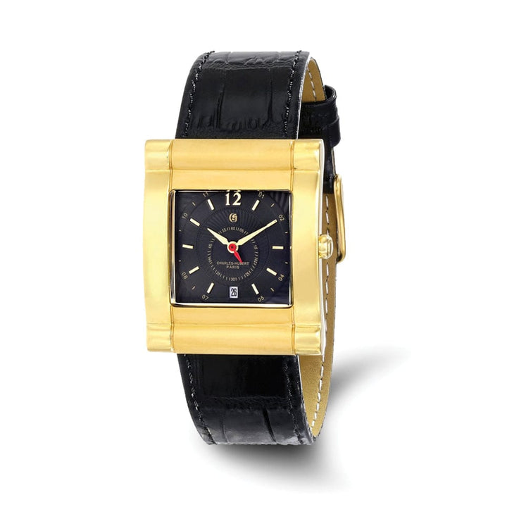 Lovely Rita's Watch Charles Hubert Yellow SS Black Dial with Date Leather Band Watch