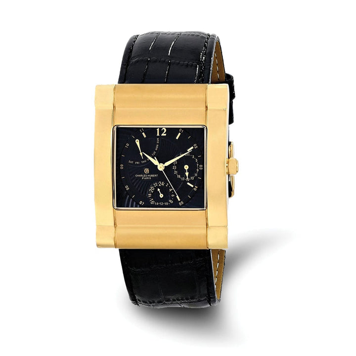 Lovely Rita's Watch Charles Hubert Yellow SS Black Dial with Day and Date Leather Watch